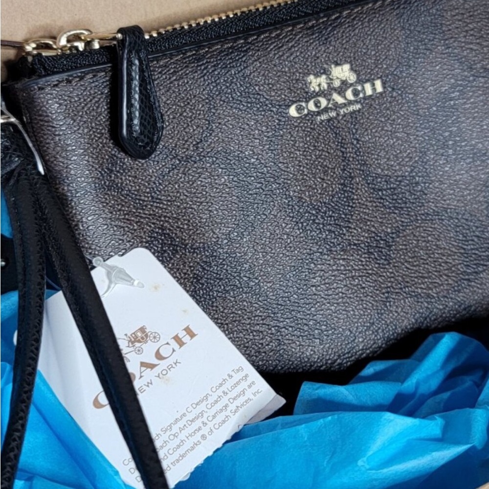 Coach Brown & Black DOUBLE Zip Wristlet - Picture 2 of 9